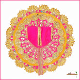 Blended Frill Thread Lace Work Magenta & Yellow Poshak